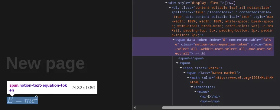 Notion replaces the text node with a special node